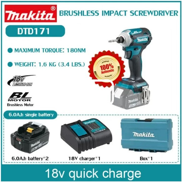 Makita DTD171 Cordless Driver Drill 18V Brushless high Torque Motor Impact Electric Screwdriver Variable Speed Power Tool -By Sea Courier Method 🚢🎁