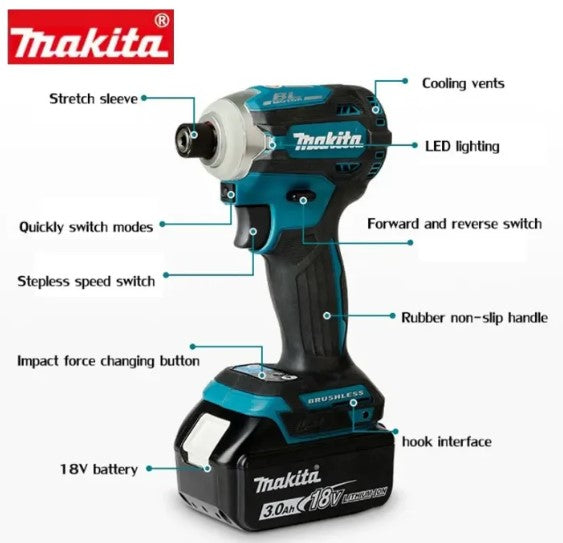 Makita DTD171 Cordless Driver Drill 18V Brushless high Torque Motor Impact Electric Screwdriver Variable Speed Power Tool -By Sea Courier Method 🚢🎁