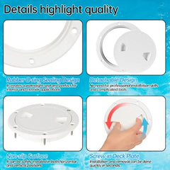 Boat-Ready White Round Non-Slip Inspection Hatches - Sizes 6", 8" with Detachable Cover - ABS Plastic Screw Out Access Hatch -By Sea Courier Method 🚢🎁