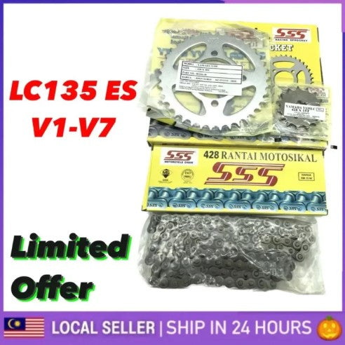 Yamaha LC135 V1 - V6 ES SPROCKET SET SSS (428X114/15/39) 135 LC NEW Y125Z RXZ SPROCKET CHAIN RANTAI COMPLETE SET SPOCKET -By Sea Courier Method 🚢🎁