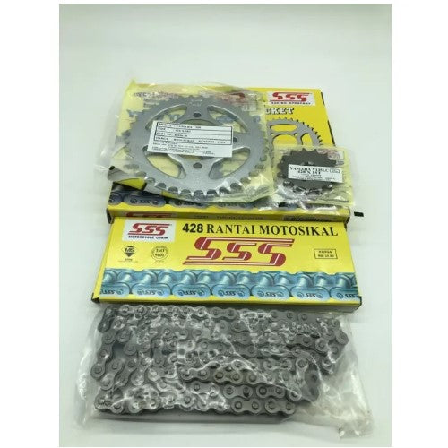 Yamaha LC135 V1 - V6 ES SPROCKET SET SSS (428X114/15/39) 135 LC NEW Y125Z RXZ SPROCKET CHAIN RANTAI COMPLETE SET SPOCKET -By Sea Courier Method 🚢🎁