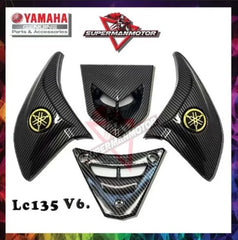 YAMAHA LC135 V6/V7 HORN COVER AIR SCOOP ENGINE COVER CARBON LC 135 V6 LEGSHIELD LEG SHIELD SIDE COVER WITH LOGO -By Sea Courier Method 🚢📦