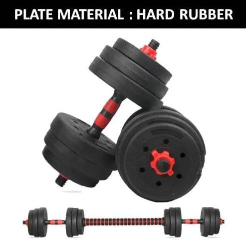 10KG Dumbbell Bumper Plate Dumbell Muscle Gym Set 10KG Convertible Adjustable 40cm Connector -By Sea Courier Method 🚢📦