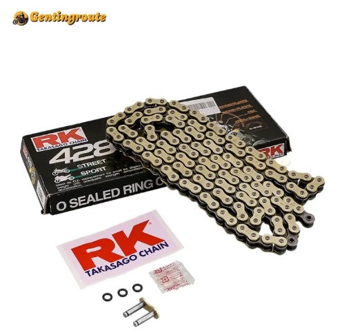 motosikal RK Takasago Chain 415 428 KLO 132L O-Ring O Ring Gold Chain Rantai Universal Y15ZR Y16ZR LC135 RS RXZ SRL -By Sea Courier Method 🚢📦