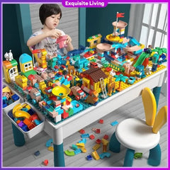 Kids Block tablel children's building block table learning game learning drawing Space Sand Activity Brick Toy Building block toy table -By Sea Courier Method 🚢📦