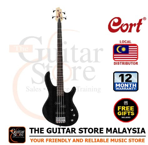 Cort Action PJ Electric Bass Guitar with Gigbag - Open Pore Black (Action-PJ / ActionPJ) -By Sea Courier Method 🚢📦