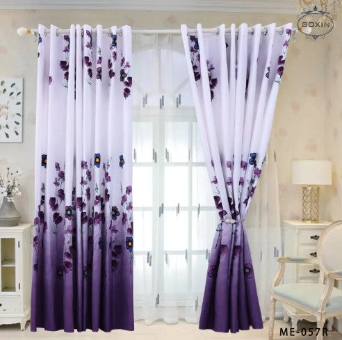 1PC Ring Type Printed Curtain Langsir Semi Blackout Curtain Simple Shading Living Room Bedroom Balcony Curtain 130*220cm -By Sea Courier Method 🚢📦