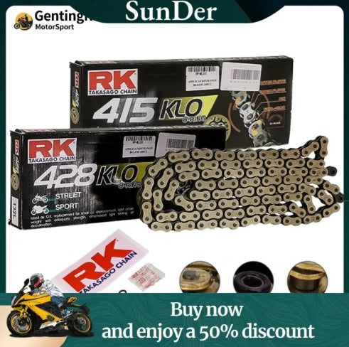 motosikal ☛RK Takasago Chain 415 428 KLO 132L O-Ring O Ring Gold Chain Rantai Universal Y15ZR Y16ZR LC135 RS RXZ SRL❁ -By Sea Courier Method 🚢📦