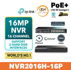 TP-Link 16MP VIGI CCTV 16 Channel PoE NVR NVR2016H-16MP ( 16 Channel PoE Network CCTV Video Recorder ) (NVR1016H NON-POE )@ IBN -By Sea Courier Method 🚢📦