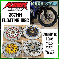 KingDrag Front Disc 267mm LC135 125ZR Y15 Y16 LAGENDA 115Z RACING 4 PIN Original Floating Disk Plate Y15 KD Disc Bracket -By Sea Courier Method 🚢📦