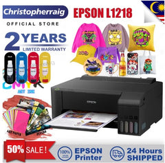 CHRIS Epson Original L1218 Printer Heat Press Machine A4 COLOR PRINT ALL IN ONE INK TANK PRINTER -By Sea Courier Method 🚢📦