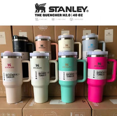 Asal Stanley 40oz Quengher H2.0 Tumbler dengan tudung jerami keluli tahan karat kopi Termos piala kereta cawan vakum cwan -By Sea Courier Method 🚢📦