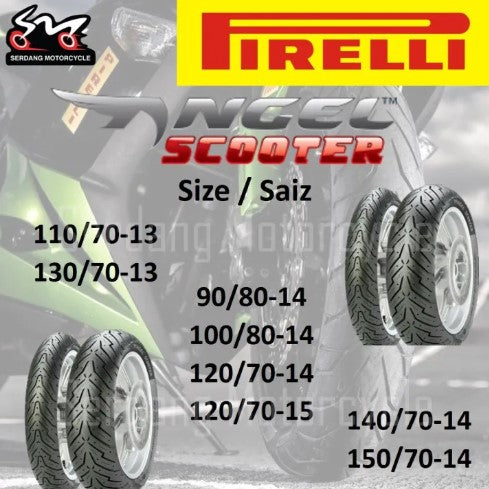 PIRELLI Angel Scooter Diablo Rosso Scooter Tubeless Tyre Tire Tayar Skuter NVX XMAX NMAX VARIO PCX ADV 150 ELEGAN FORZA -By Sea Courier Method 🚢📦