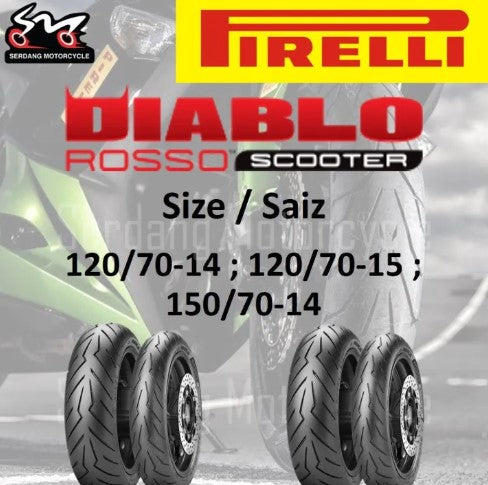 PIRELLI Angel Scooter Diablo Rosso Scooter Tubeless Tyre Tire Tayar Skuter NVX XMAX NMAX VARIO PCX ADV 150 ELEGAN FORZA -By Sea Courier Method 🚢📦