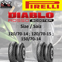 PIRELLI Angel Scooter Diablo Rosso Scooter Tubeless Tyre Tire Tayar Skuter NVX XMAX NMAX VARIO PCX ADV 150 ELEGAN FORZA -By Sea Courier Method 🚢📦