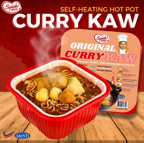 Syiok Rasa [MUSLIM PRODUCT] TomYam Kung/Curry Kaw/Seafood Self-Heating Hotpot - 250g -By Sea Courier Method 🚢📦