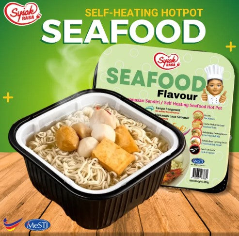 Syiok Rasa [MUSLIM PRODUCT] TomYam Kung/Curry Kaw/Seafood Self-Heating Hotpot - 250g -By Sea Courier Method 🚢📦