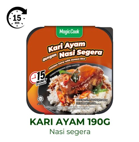 Magic Cook Halal ready to eat Rendang/Ayam Masak Merah/Lada Hitam Self-Heating Rice | Sedap Senang | Segera Nasi Makanan Instant rice /sedia untuk dimakan -By Sea Courier Method 🚢📦