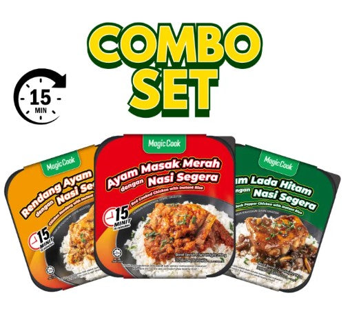 Magic Cook Halal ready to eat Rendang/Ayam Masak Merah/Lada Hitam Self-Heating Rice | Sedap Senang | Segera Nasi Makanan Instant rice /sedia untuk dimakan -By Sea Courier Method 🚢📦