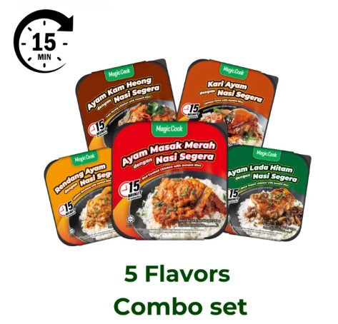 Magic Cook Halal ready to eat Rendang/Ayam Masak Merah/Lada Hitam Self-Heating Rice | Sedap Senang | Segera Nasi Makanan Instant rice /sedia untuk dimakan -By Sea Courier Method 🚢📦