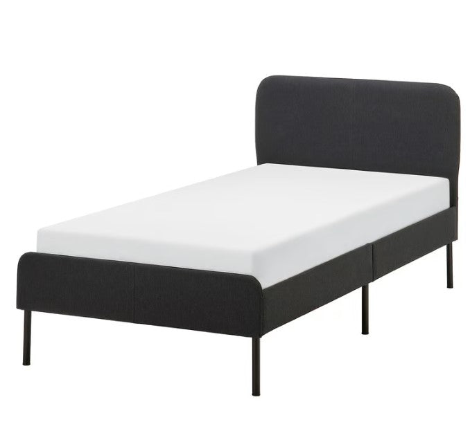 SLATTUM Upholstered bed frame, Vissle dark grey, 90x200 cm
