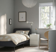 SLATTUM Upholstered bed frame, Vissle dark grey, 90x200 cm