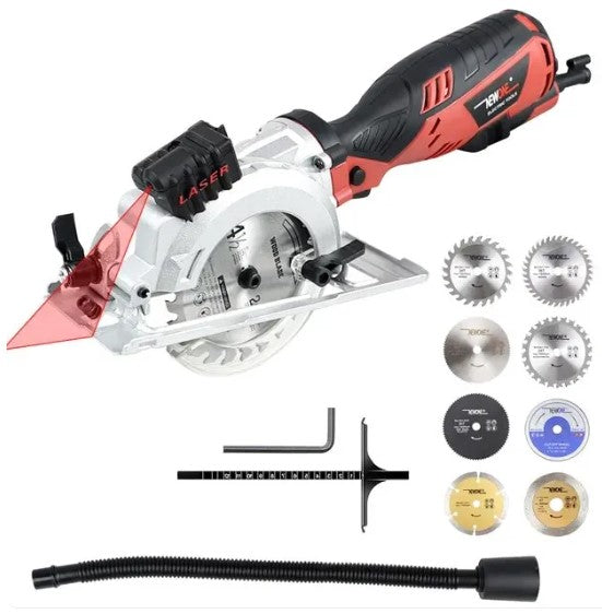 NEWONE Electric Mini Circular Saw With Laser For Cut Wood, PVC tube, 15pcs Discs, Multiftional Electric Saw DIY Power Tool G.1 -By Sea Courier Method 🚢📦