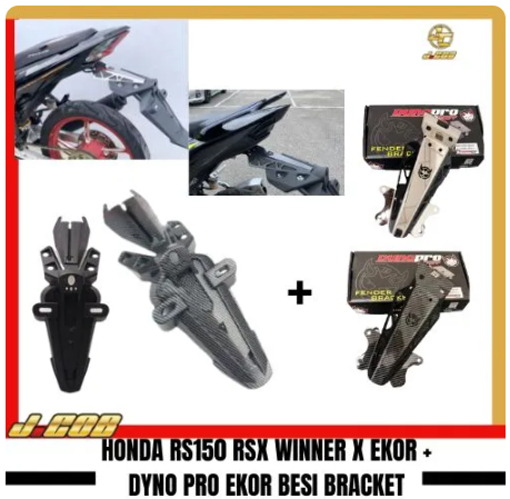 HONDA RS150 RSX150 WINNER X (FENDER REAR MUDGUARD + DYNO PRO BRACKET BESI ) EKOR ORGINAL VIETNAM (CARBON / BLACK) -By Sea Courier Method 🚢📦