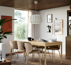 TONSTAD / KRYLBO Table and 6 chairs, oak veneer/Tonerud dark beige, 200x85 cm