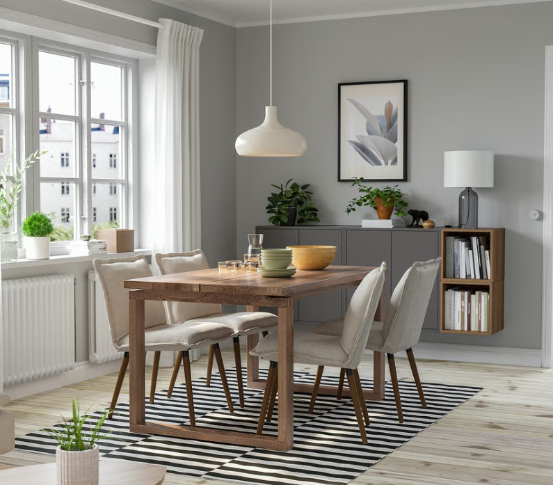 MÖRBYLÅNGA Table, oak veneer brown stained, 140x85 cm