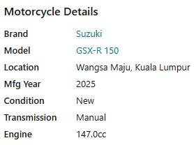 NEW 2025 Suzuki GSX-R 150 - Location Kuala Lumpur