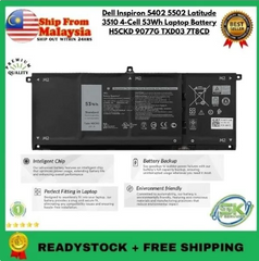 Dell Inspiron 5402 5502 Latitude 3510 4-Cell 53Wh Laptop Battery H5CKD 9077G TXD03 7T8CD -By Sea Courier Method 🚢📦