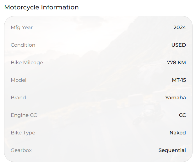 USED 2024 Yamaha MT-15 (778 KM Mileage Driven) Location Kuala Lumpur