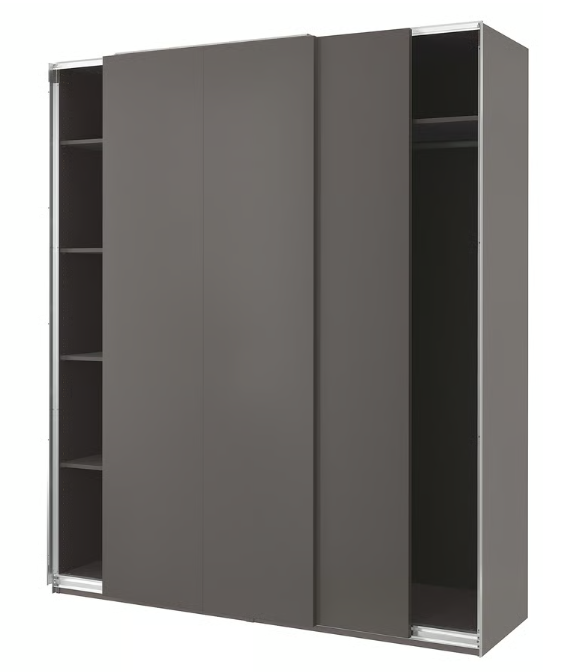 PAX / HASVIK Wardrobe, dark grey/dark grey, 200x66x236 cm
