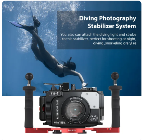 Andoer Dual Handle Camera Diving Rig Handheld Underwater Tray Stabilizer Adjustable Camera Diving Housing Bracket Replacement for Canon DSLR Camera Waterproof Housing Bracket  -By Sea Courier Method 🚢📦