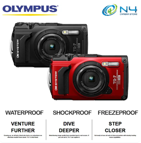 Olympus OM SYSTEM Tough TG-7 / TG7 Digital Camera (Black/Red) -By Sea Courier Method 🚢📦