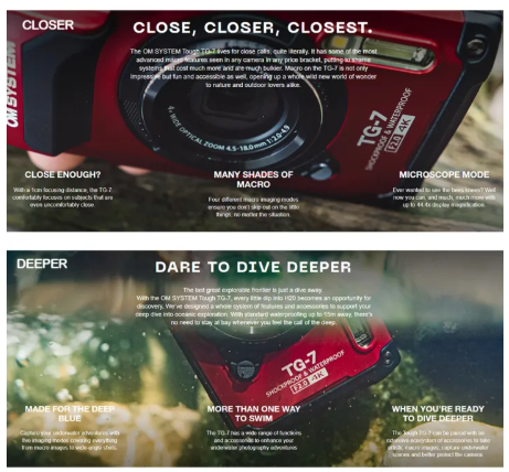 Olympus OM SYSTEM Tough TG-7 / TG7 Digital Camera (Black/Red) -By Sea Courier Method 🚢📦