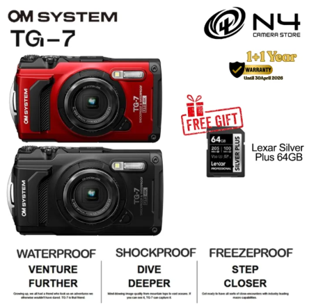 Olympus OM SYSTEM Tough TG-7 / TG7 Digital Camera (Black/Red) -By Sea Courier Method 🚢📦