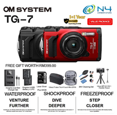 Olympus OM SYSTEM Tough TG-7 / TG7 Digital Camera (Black/Red) -By Sea Courier Method 🚢📦