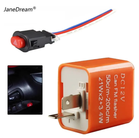 DHC- JaneDream 12V Motorcycle Double Signal Switch 2 Pin Adjustable Frequency LED Flasher Relay Light -By Sea Courier Method 🚢📦