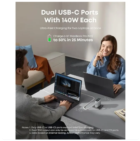 Anker A2697 Laptop Charger, 140W USB-C Charger, 4-Port Multi-Device With 5ft 240W USB-C Fast Charging, Advanced GaN -By Sea Courier Method 🚢📦