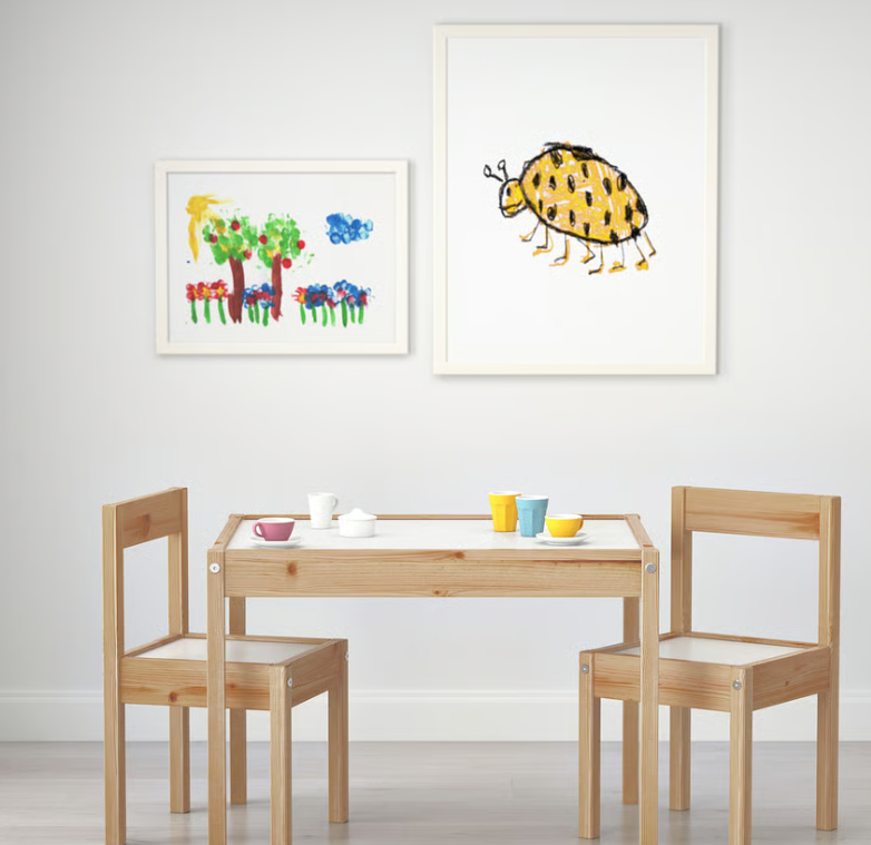 LÄTT Children's table with 2 chairs, white/pine