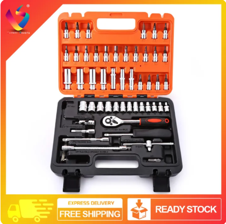 VODELL Original 61pcs 82pcs Tools Set Combination Socket Wrench Ratchet Spanner Box Power Tool Car Motor Spark Plug Engine Tools Set Hardware Storage Box Heavy Duty Car Workshop -By Sea Courier Method 🚢📦