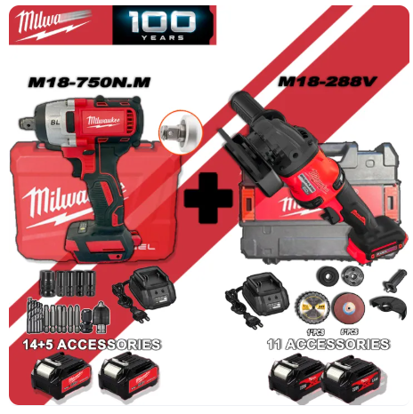 Mil-M18 FUEL™ 1/2"-950Nm Cordless Electric Impact Wrench for Car Home High Torque Wrench Full Socket -By Sea Courier Method 🚢📦