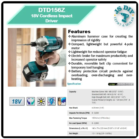 MAKITA 18V Cordless Combo Set RM888 ( DHP482Z Hammer Driver Drill / DTD156Z Impact Driver ) -By Sea Courier Method 🚢📦