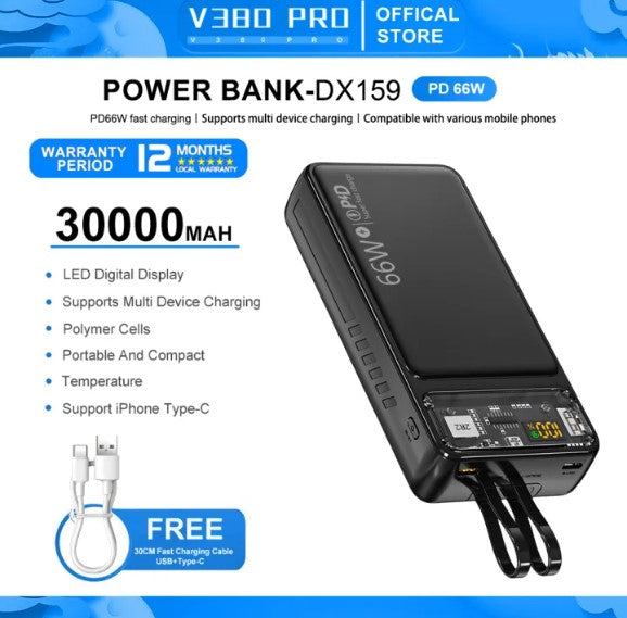 V380 PRO PD66W Power Banks outdoors portable power source Super large capacity charging station Fast charging 12000mah 25000mah 30000mah -By Sea Courier Method🚢