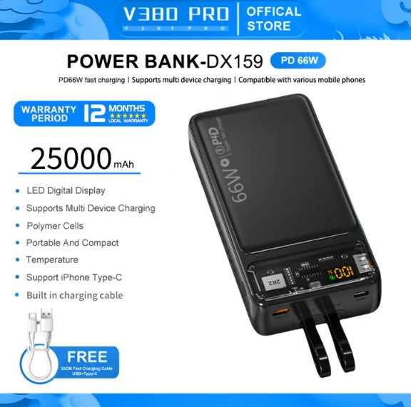 V380 PRO PD66W Power Banks outdoors portable power source Super large capacity charging station Fast charging 12000mah 25000mah 30000mah -By Sea Courier Method🚢