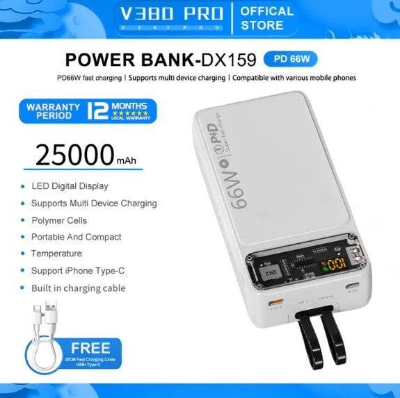 V380 PRO PD66W Power Banks outdoors portable power source Super large capacity charging station Fast charging 12000mah 25000mah 30000mah -By Sea Courier Method🚢