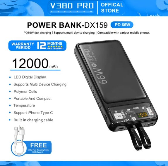 V380 PRO PD66W Power Banks outdoors portable power source Super large capacity charging station Fast charging 12000mah 25000mah 30000mah -By Sea Courier Method🚢