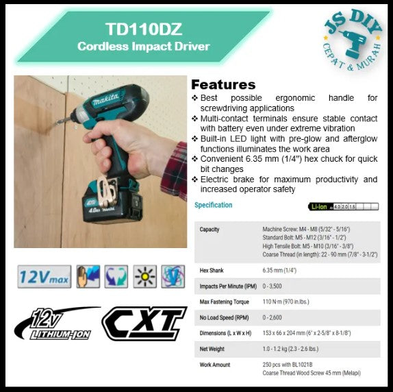 MAKITA CLX201 12V CORDLESS COMBO SET (TD110D & DF333D) -By Sea Courier Method 🚢🎁